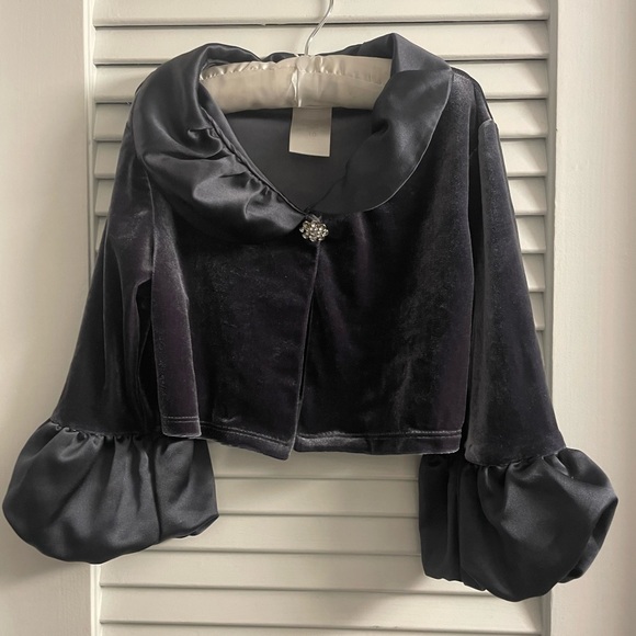 Bonnie Jean Girls Size 10 Dark Grey Formal Bolero Shrug Jacket, Bell Sleeves - Picture 1 of 9